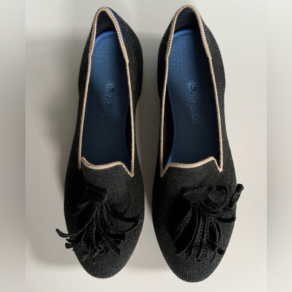 Rothy’s Black Diamond Merino Tassel Loafers
